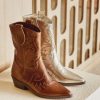 Calzado Pedro Miralles | Botines Cowboy De Piel Nacar Bronce