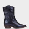 Calzado Pedro Miralles | Botines Cowboy De Piel Cristal Metal Navy