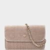 Bolsos Y Accesorios Pedro Miralles | Bolso De Fiesta De Terciopelo Con Cadena Velvet Beige