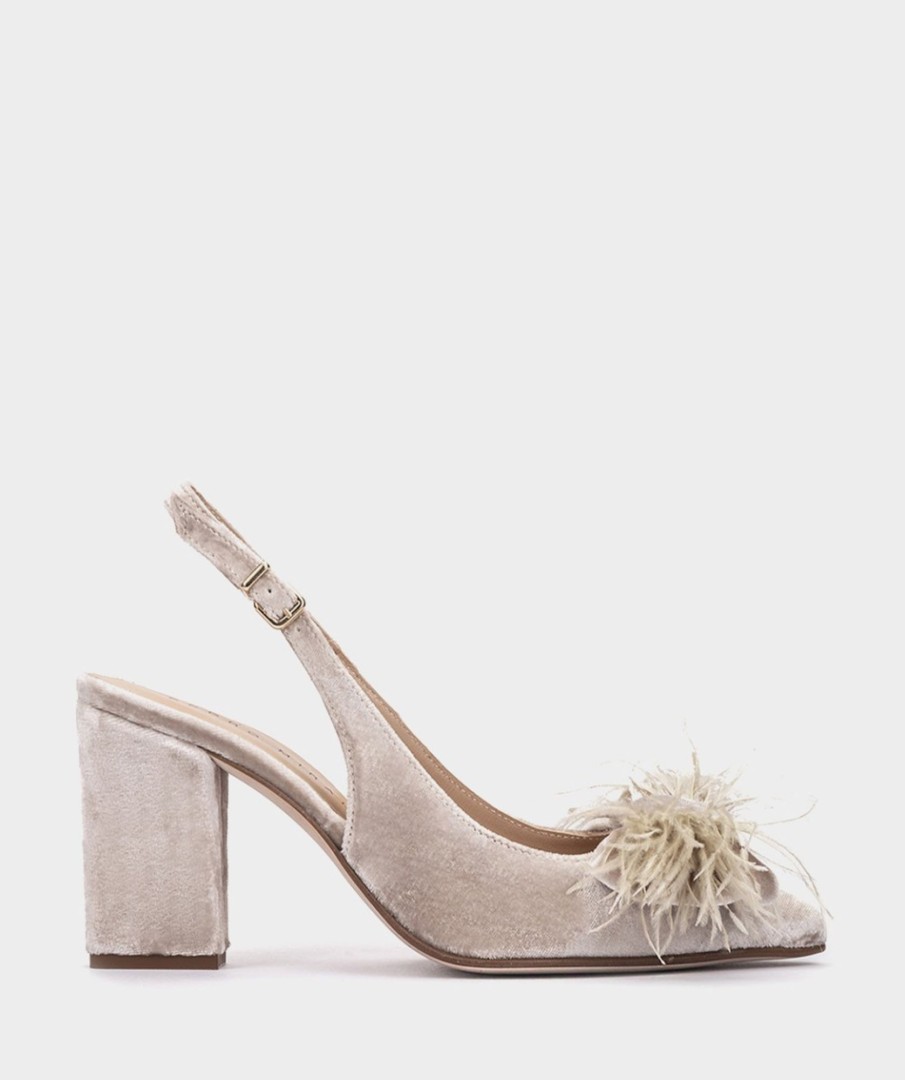 Calzado Pedro Miralles | Zapatos De Tacon De Terciopelo Velvet Beige