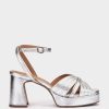 Calzado Pedro Miralles | Sandalias Tacon De Piel Napa Metal Plata