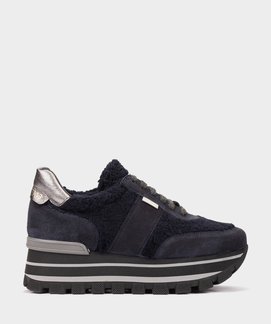 Calzado Pedro Miralles | Zapatillas Deportivas De Serraje Y Borreguillo Velour Navy