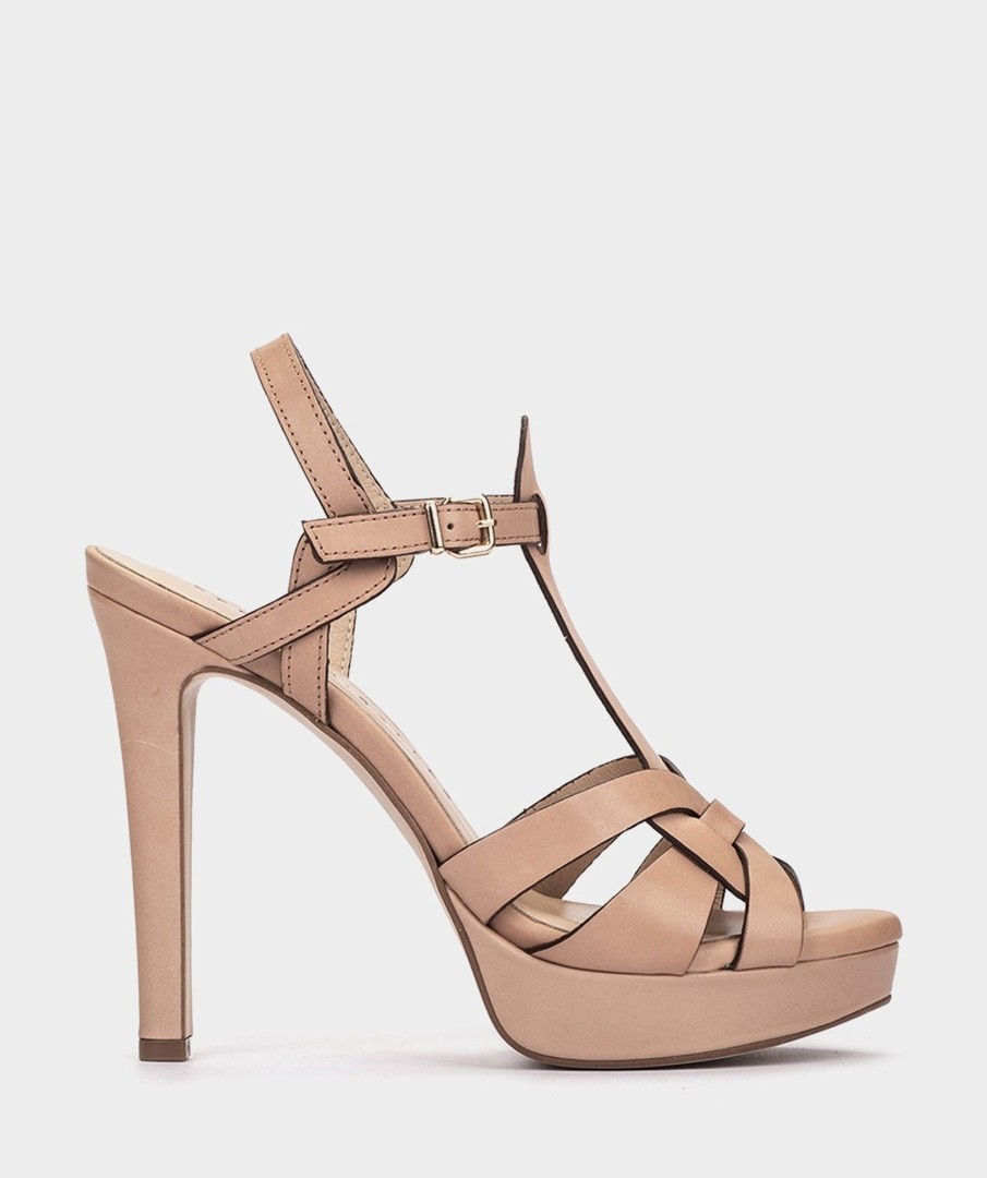 Calzado Pedro Miralles | Sandalias De Tacon De Piel Alfa Nude