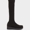 Calzado Pedro Miralles | Botas Altas De Tejido Elastico En Color Negro Amstel Negro