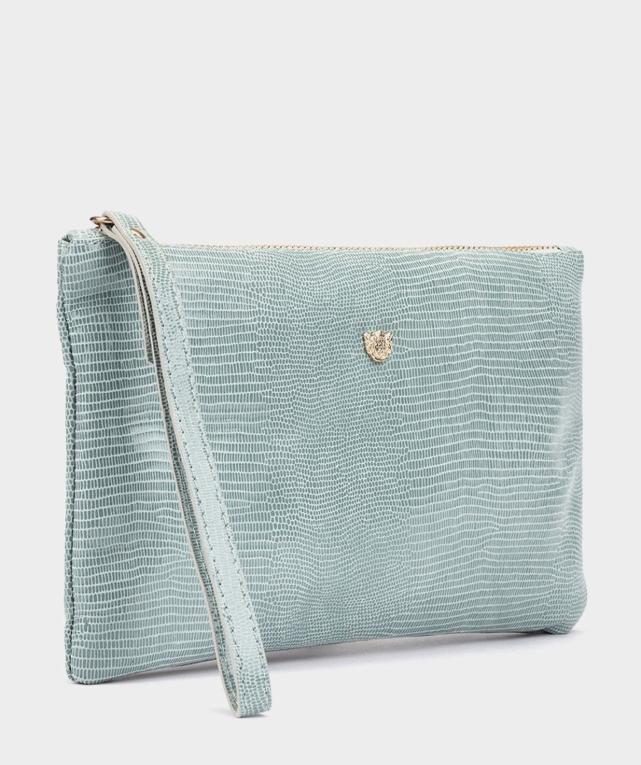 Bolsos Y Accesorios Pedro Miralles | Cartera De Mano De Piel Mini Tejus Jade