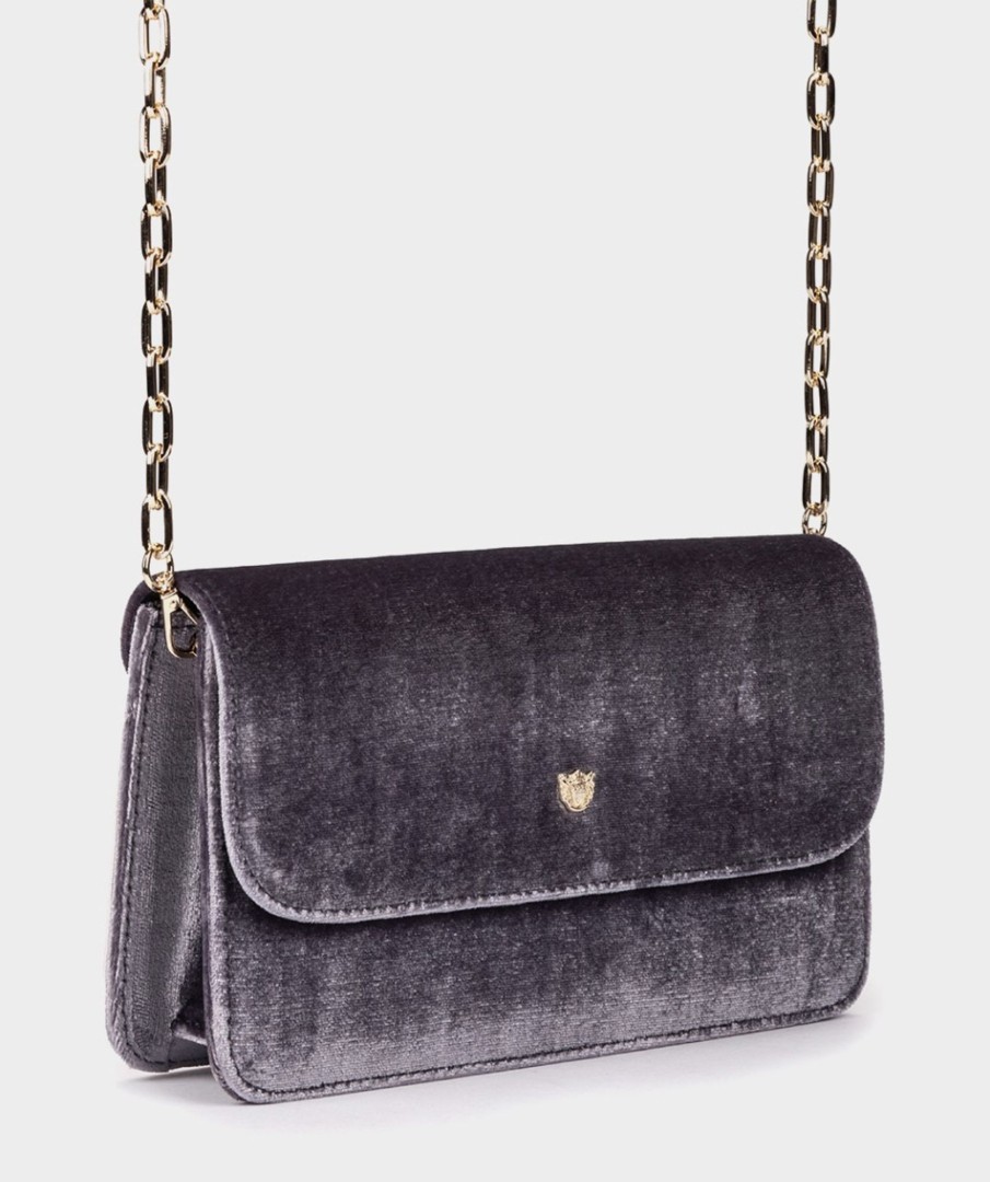 Bolsos Y Accesorios Pedro Miralles | Bolso De Fiesta De Terciopelo Con Cadena. Velvet Malva