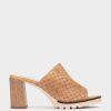 Calzado Pedro Miralles | Sandalias De Tacon De Piel Alfa Trenza Camel