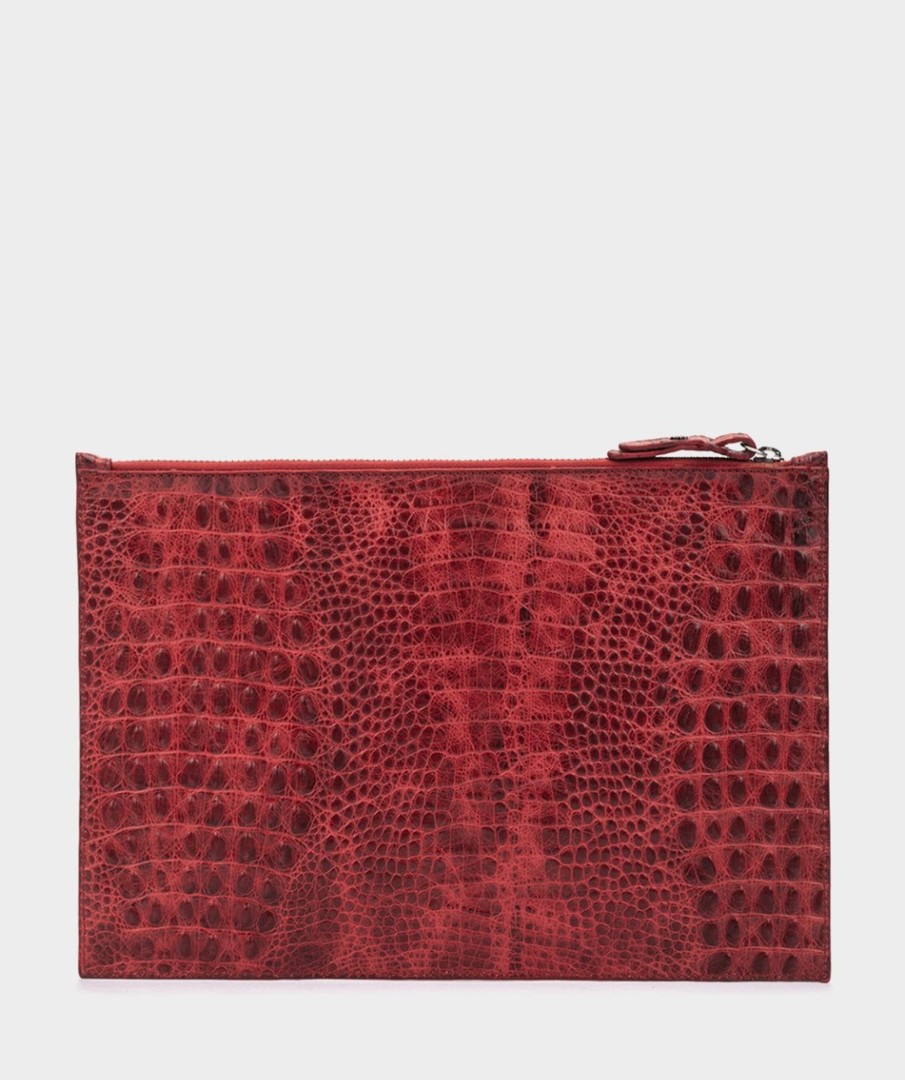 Bolsos Y Accesorios Pedro Miralles | Bolso De Piel Grabada Sobre Rojo